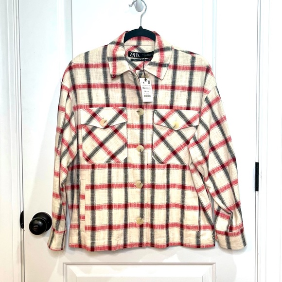 Zara Tops - NEW ZARA PLAID OVERSIZED SHACKET COAT XS